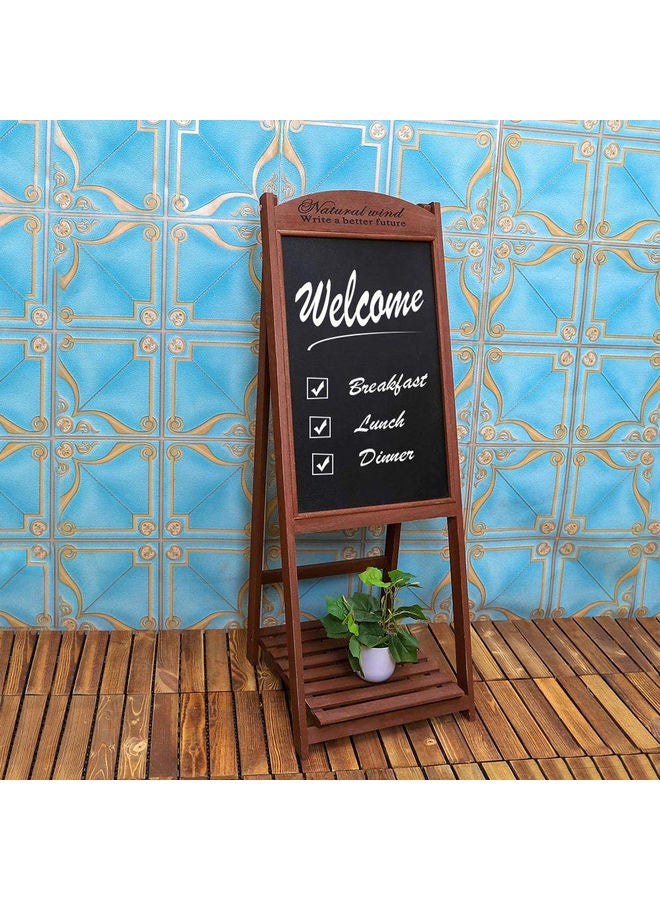 LINGWEI Ladder Flower Rack With Wooden Foldable Writing Board Brown 42x42x111cm  - Image 4