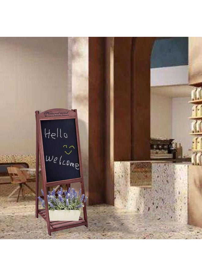 LINGWEI - Ladder Flower Rack With Wooden Foldable Writing Board Brown 42x42x111cm - Image 1