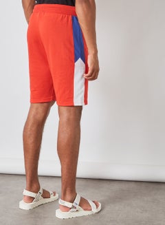 ABOF Colourblock Pattern Elastic Waistband Drawstring Shorts Orange/Blue/White  - Image 2