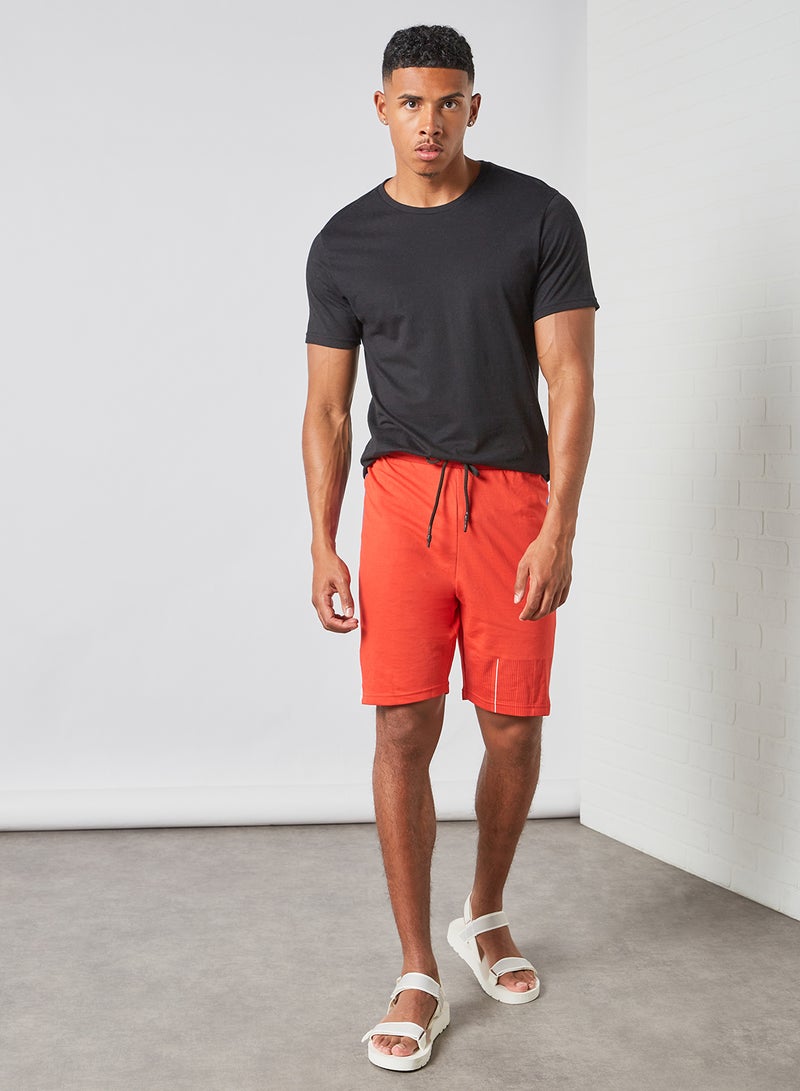 ABOF - Colourblock Pattern Elastic Waistband Drawstring Shorts Orange/Blue/White - Image 1