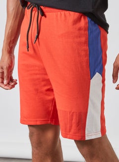 ABOF Colourblock Pattern Elastic Waistband Drawstring Shorts Orange/Blue/White  - Image 4