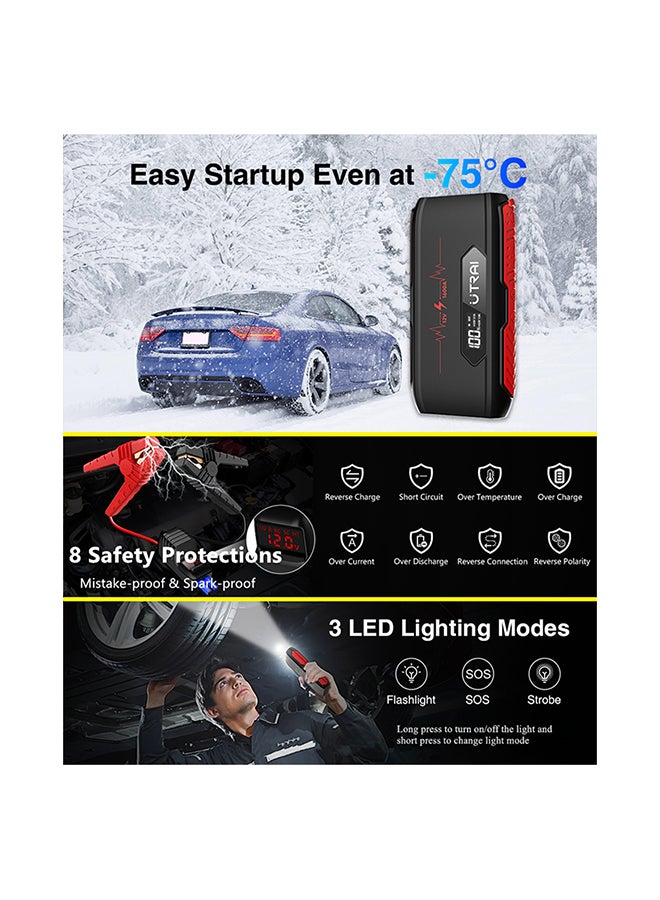 Utrai Jstar 3 جهاز تشغيل السيارة المحمول مع منفذ USB بمصباح يدوي LED