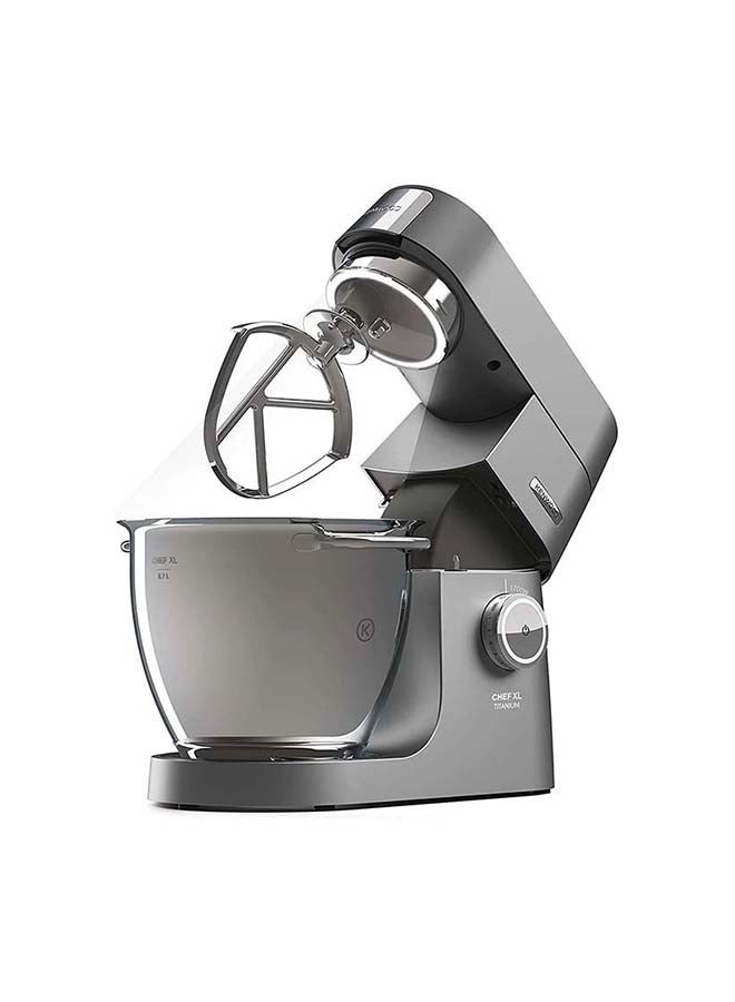 Kenwood Stand Mixer Kitchen Machine Chef XL Titanium  With  SS Bowl, K-Beater, Whisk, Dough Hook, Creaming Beater, Folding Tool, Glass Blender, Meat Grinder, Grinder Mill 1700.0 W KVL8430 Grey - v1634537782/N20038724A_2