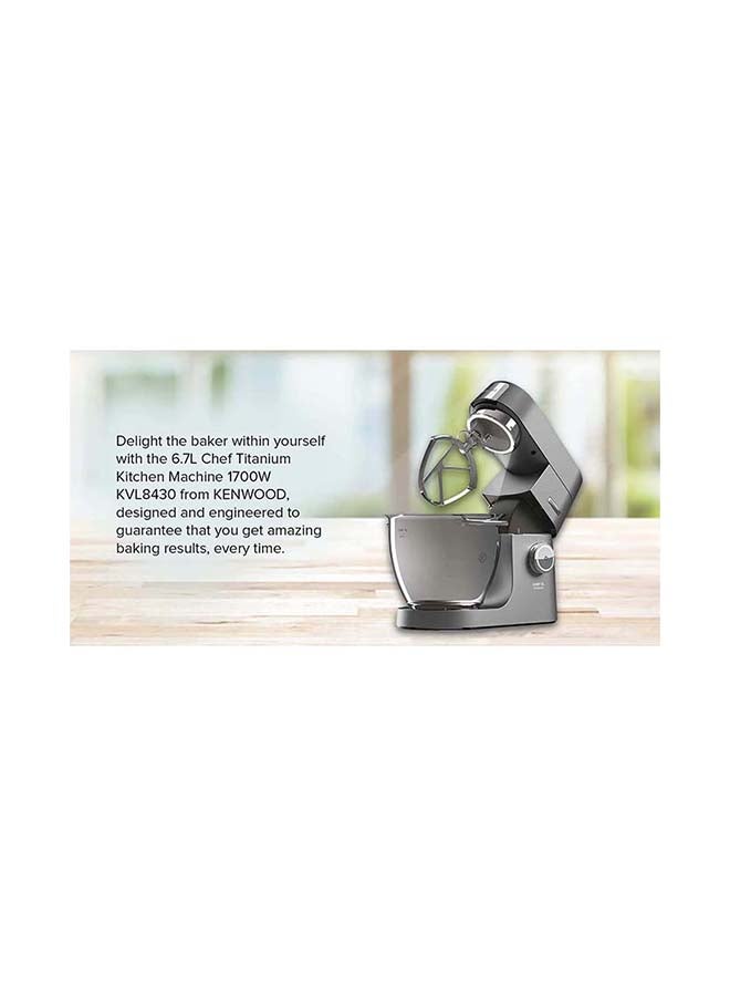 Kenwood Stand Mixer Kitchen Machine Chef XL Titanium  With  SS Bowl, K-Beater, Whisk, Dough Hook, Creaming Beater, Folding Tool, Glass Blender, Meat Grinder, Grinder Mill 1700.0 W KVL8430 Grey - v1634537782/N20038724A_6