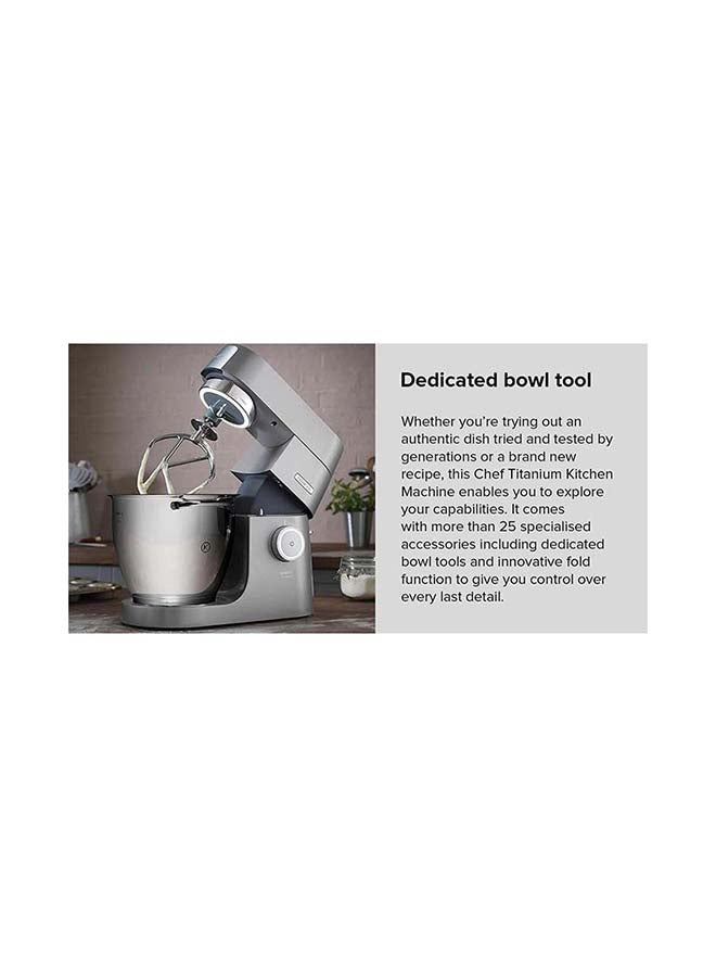 Kenwood Stand Mixer Kitchen Machine Chef XL Titanium  With  SS Bowl, K-Beater, Whisk, Dough Hook, Creaming Beater, Folding Tool, Glass Blender, Meat Grinder, Grinder Mill 1700.0 W KVL8430 Grey - v1634537782/N20038724A_7