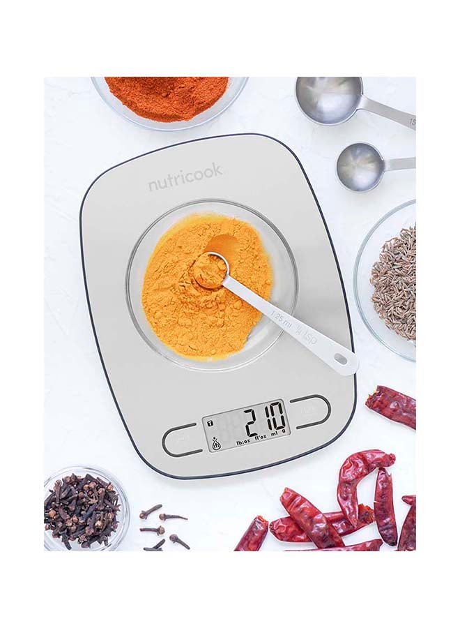 nutricook - Nutricook Digital Kitchen Scale Eko, 5Kg Capacity, Stainless Steel Food Scale For Baking And Cooking - 4 Weighing Sensors, Tare/Zero, Auto-Off & Auto Calibrate Function ‎SC-MMVFR Silver - Image 1