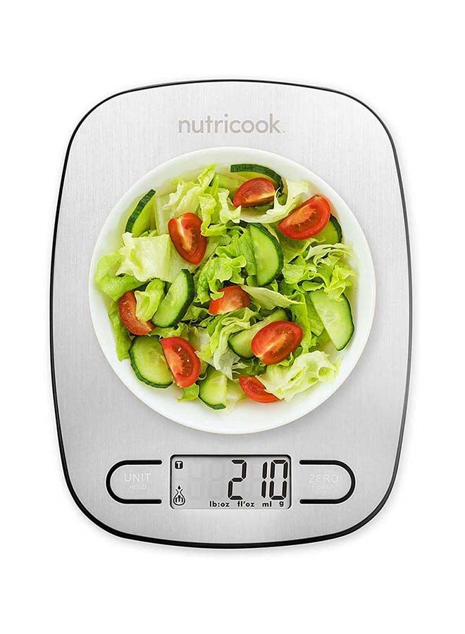 nutricook - Nutricook Digital Kitchen Scale Eko, 5Kg Capacity, Stainless Steel Food Scale For Baking And Cooking - 4 Weighing Sensors, Tare/Zero, Auto-Off & Auto Calibrate Function ‎SC-MMVFR Silver - Image 1