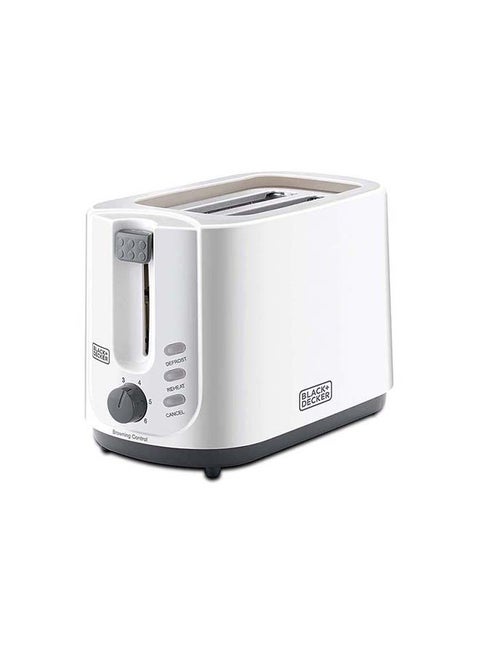 2-Slice Cool Touch Bread Toaster, Adjustable Browning Control, Defrost/Reheat/Cancel Functions, Removable Crumb Tray, Cord Wrap, Sleek and Compact, 750 W ET125-B5 White/Grey