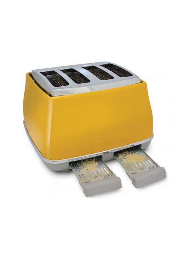 De'Longhi- Icona Capitals Vintage Style,4 Slice Toaster,One Side Bagel,Removable Crumb Tray,6 Browning Levels,Defrost And Reheat Functions,Extra-Wide Bread Slots And Lift Positions 1800 W CTOC4003.Y Yellow - Image 5