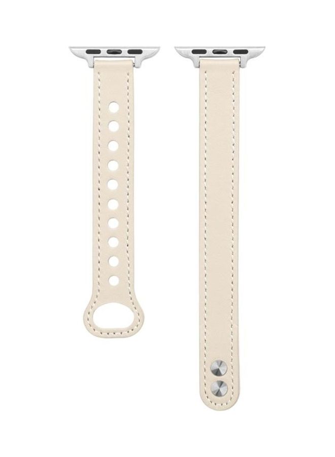 HuHa Double Stud Strap For Apple Watch Series 7 41mm/6 & SE & 5 & 4 40mm/3 & 2 & 1 38mm Beige - Image 1