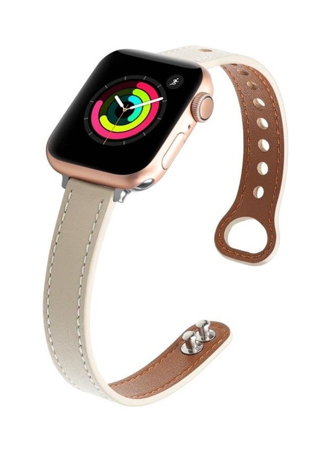 HuHa Double Stud Strap For Apple Watch Series 7 41mm/6 & SE & 5 & 4 40mm/3 & 2 & 1 38mm Beige - Image 2