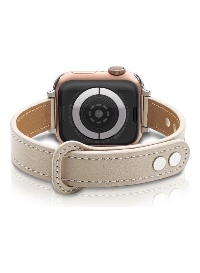HuHa Double Stud Strap For Apple Watch Series 7 41mm/6 & SE & 5 & 4 40mm/3 & 2 & 1 38mm Beige - Image 3