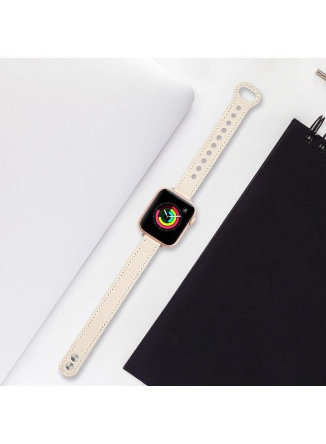 HuHa Double Stud Strap For Apple Watch Series 7 41mm/6 & SE & 5 & 4 40mm/3 & 2 & 1 38mm Beige - Image 5