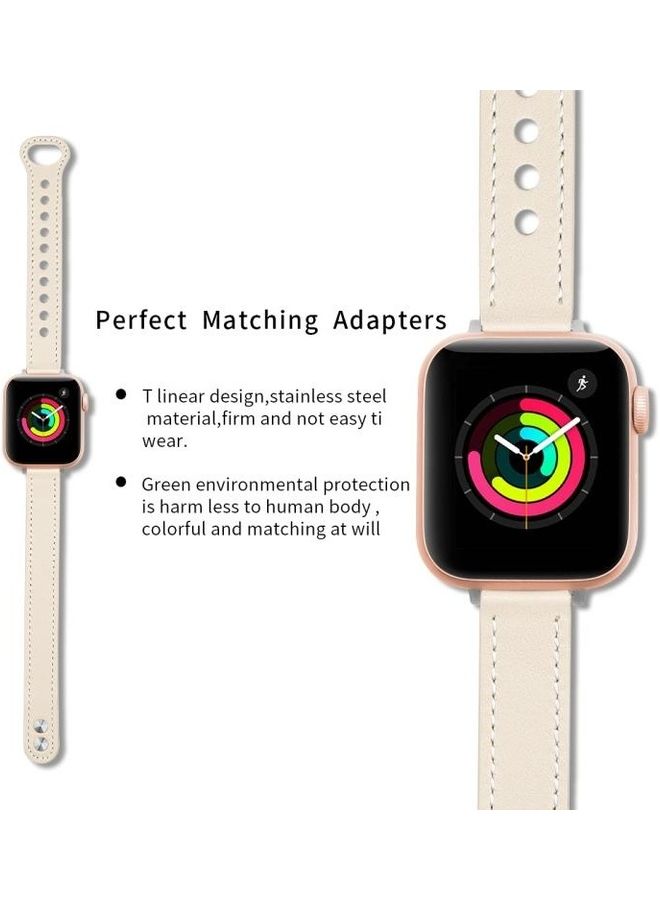 HuHa Double Stud Strap For Apple Watch Series 7 45mm/6 & SE & 5 & 4 44mm/3 & 2 & 1 42mm Beige - Image 4