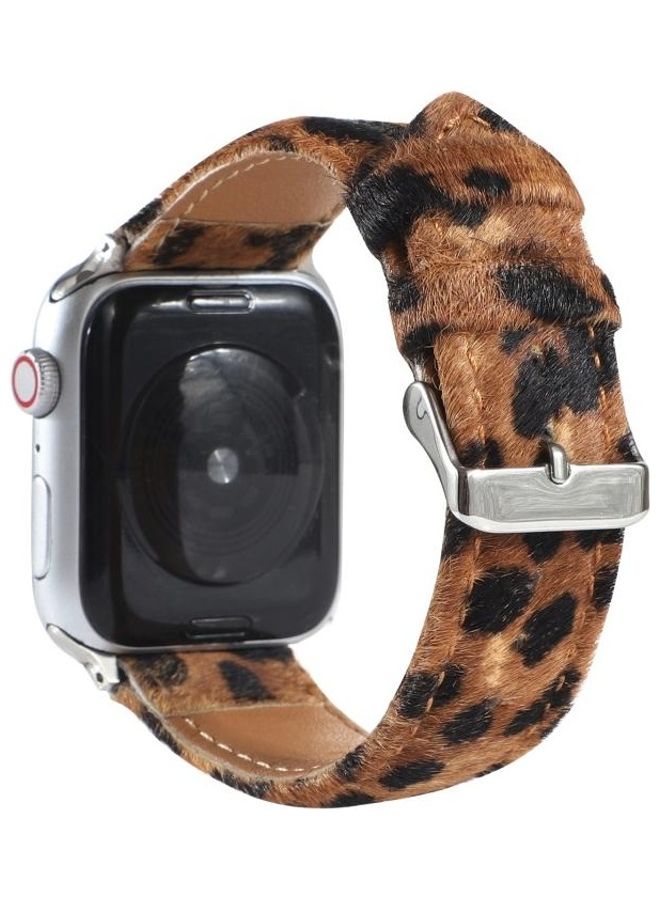 HuHa Horsehair Fluffy Leopard Print Leather Watch Strap  For Apple Watch Series 7 45mm/6 & SE & 5 & 4 44mm/3 & 2 & 1 42mm Multicolour - Image 4
