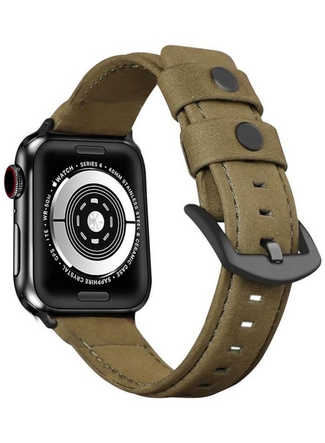 HuHa Replacement Watchband For Apple Watch 5 & 4 40mm/3 & 2 & 1 38mm Army Green - Image 2