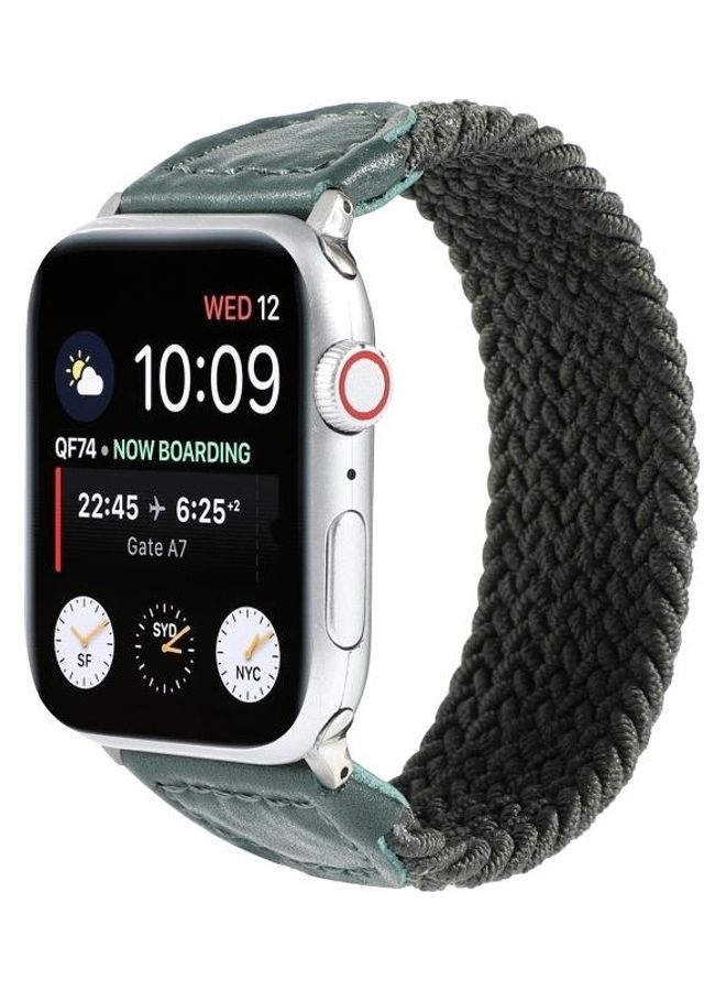 HuHa Braided Watchband For Apple Watch Series 7 45mm/6 & SE & 5 & 4 44mm/3 & 2 & 1 42mm Army Green - Image 3