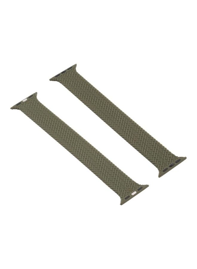 HuHa Single-turn Woven Pattern Watchband For Apple Watch Series 7 41mm/6 & SE & 5 & 4 40mm/3 & 2 & 1 38mm Army Green - Image 2