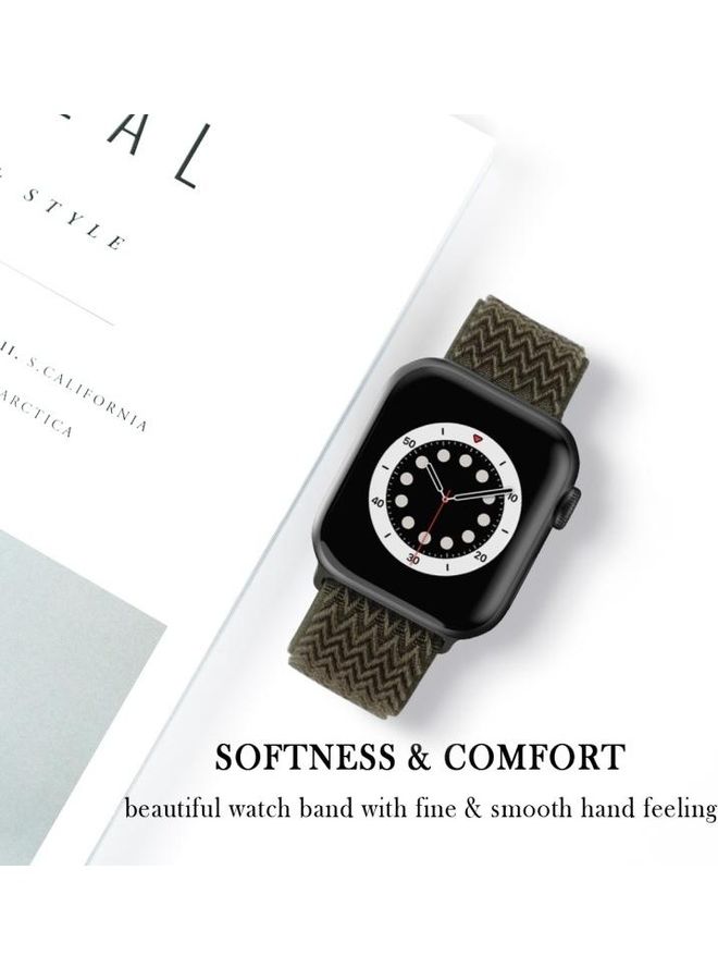 HuHa Wave Texture Replacement Watchbands For Apple Watch Series 7 41mm/6 & SE & 5 & 4 40mm/3 & 2 & 1 38mm Army Green - Image 2