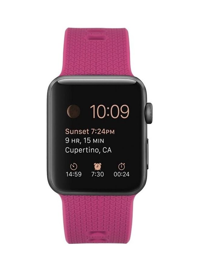 HuHa Replacement Watchband For Apple Watch Series 7 41mm/6 & SE & 5 & 4 40mm/3 & 2 & 1 38mm Barbie Pink  - Image 2