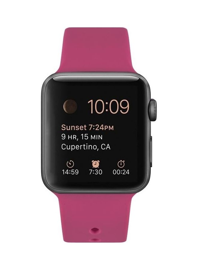 HuHa Replacement Watchband For Apple Watch Series 7 41mm/6 & SE & 5 & 4 40mm/3 & 2 & 1 38mm Barbie Pink  - Image 2