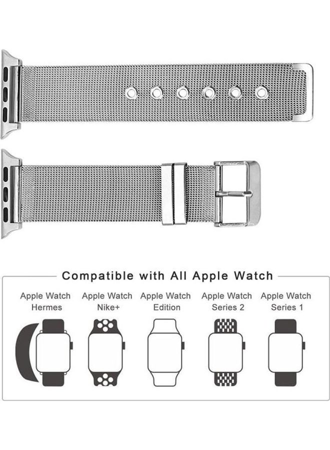HuHa - Milanese Double Buckle Watchband For Apple Watch Series 7 45mm/6 & SE & 5 & 4 44mm/3 & 2 & 1 42mm Black - Image 1