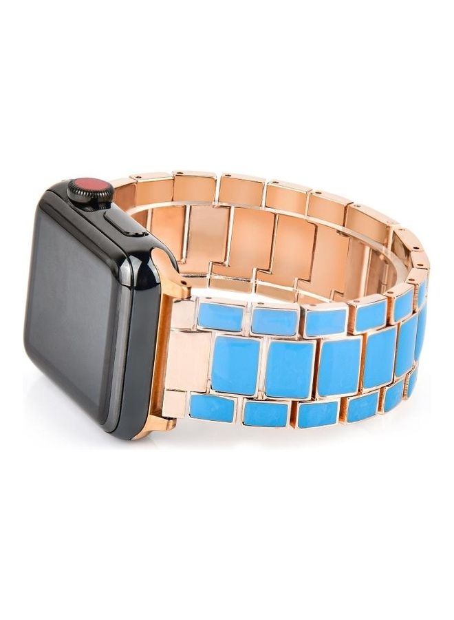 HuHa Epoxy Watchband For Apple Watch 5 & 4 44mm/3 & 2 & 1 42mm Blue Gold - Image 3