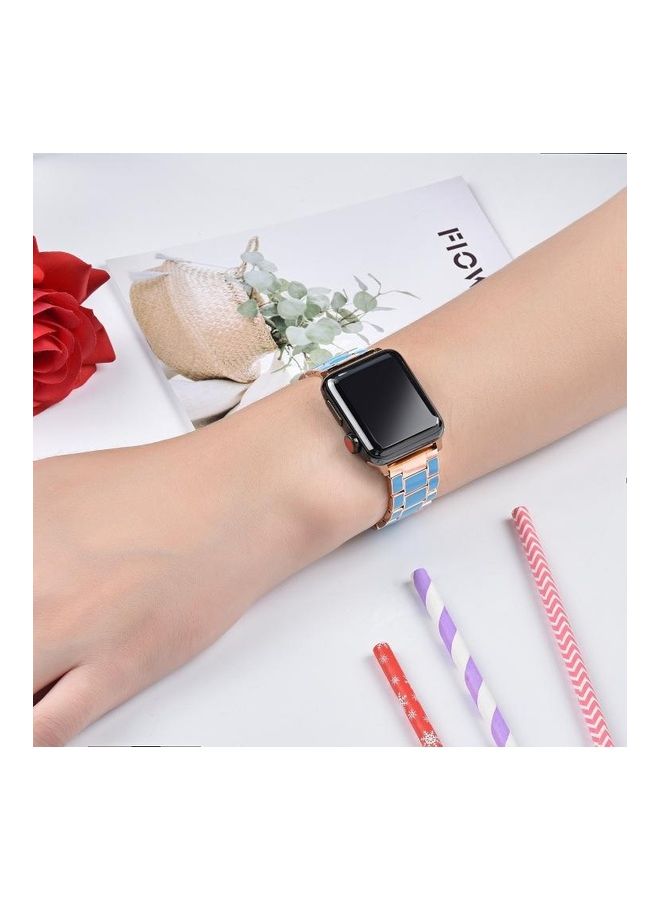 HuHa Epoxy Watchband For Apple Watch 5 & 4 44mm/3 & 2 & 1 42mm Blue Gold - Image 5