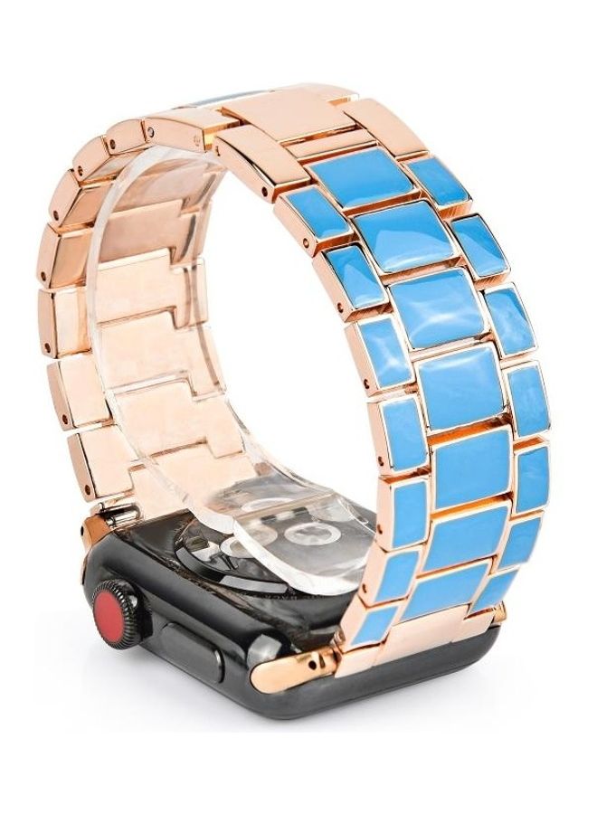 HuHa Epoxy Watchband For Apple Watch 5 & 4 44mm/3 & 2 & 1 42mm Blue Gold - Image 2