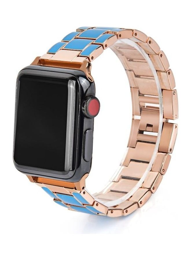 HuHa Epoxy Watchband For Apple Watch 5 & 4 44mm/3 & 2 & 1 42mm Blue Gold - Image 4