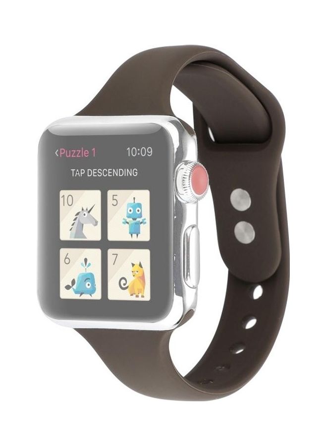 HuHa Replacement Watchband For Apple Watch Series 7 41mm/6 & SE & 5 & 4 40mm/3 & 2 & 1 38mm Cocoa  - Image 2