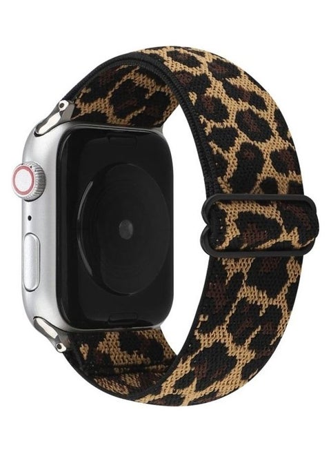 Ethnic Style Buckle Watchband For Apple Watch Series 7 45mm/6 & SE & 5 & 4 44mm/3 & 2 & 1 42mm Brown Leopard