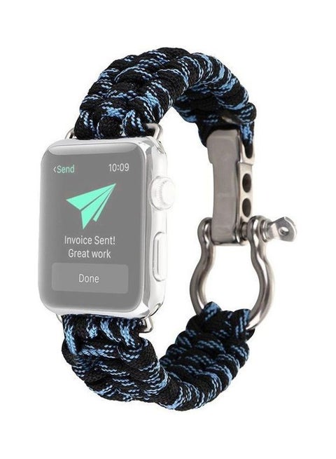 Umbrella Cord Watchband For Apple Watch Series 7 41mm/6 & SE & 5 & 4 40mm/3 & 2 & 1 38mm Blue/Black