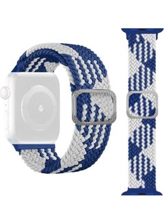 Elastic Strap Watchband For Apple Watch Series 7 45mm/6 & SE & 5 & 4 44mm/3 & 2 & 1 42mm Blue White
