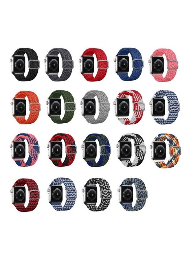 HuHa - Elastic Strap Watchband For Apple Watch Series 7 45mm/6 & SE & 5 & 4 44mm/3 & 2 & 1 42mm Blue White - Image 1