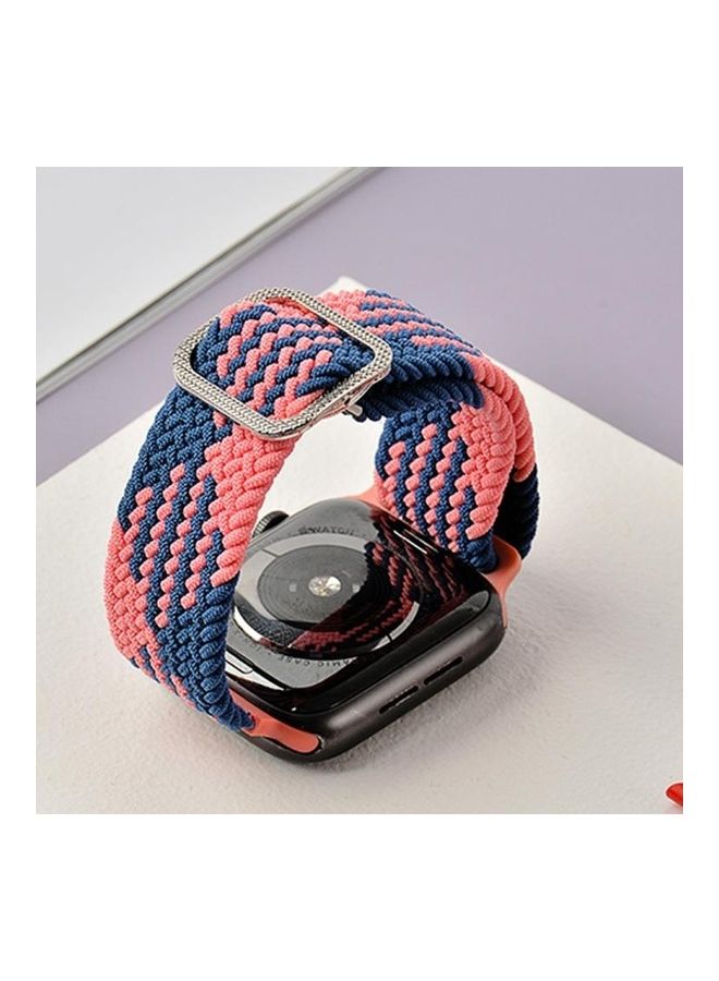HuHa - Elastic Strap Watchband For Apple Watch Series 7 45mm/6 & SE & 5 & 4 44mm/3 & 2 & 1 42mm Blue White - Image 1