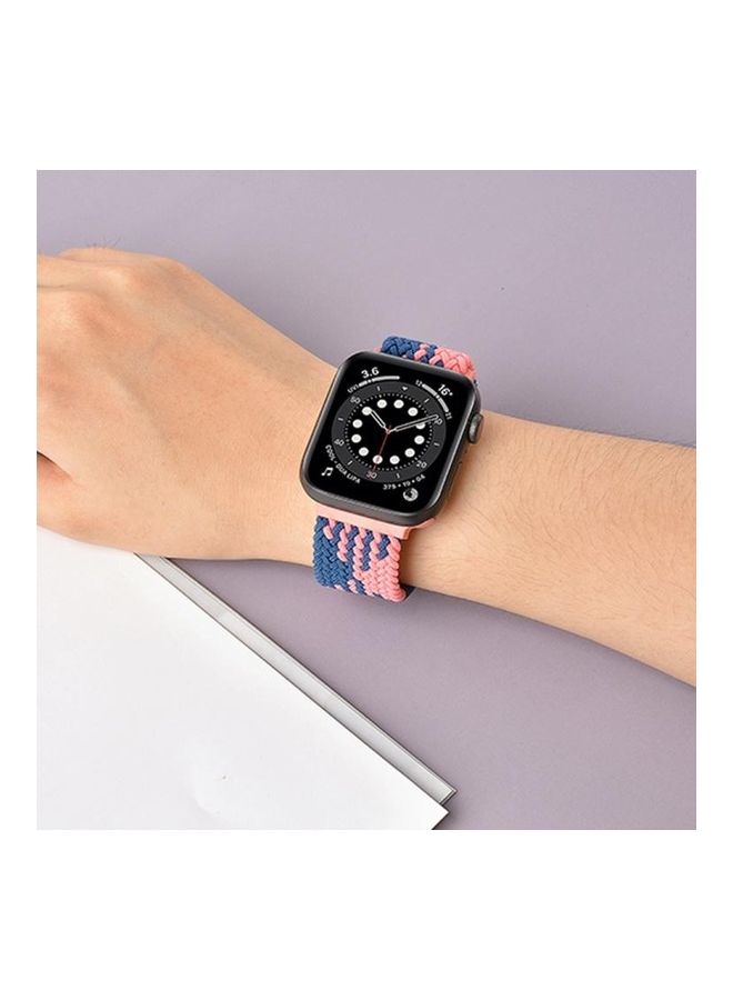 HuHa - Elastic Strap Watchband For Apple Watch Series 7 45mm/6 & SE & 5 & 4 44mm/3 & 2 & 1 42mm Blue White - Image 1