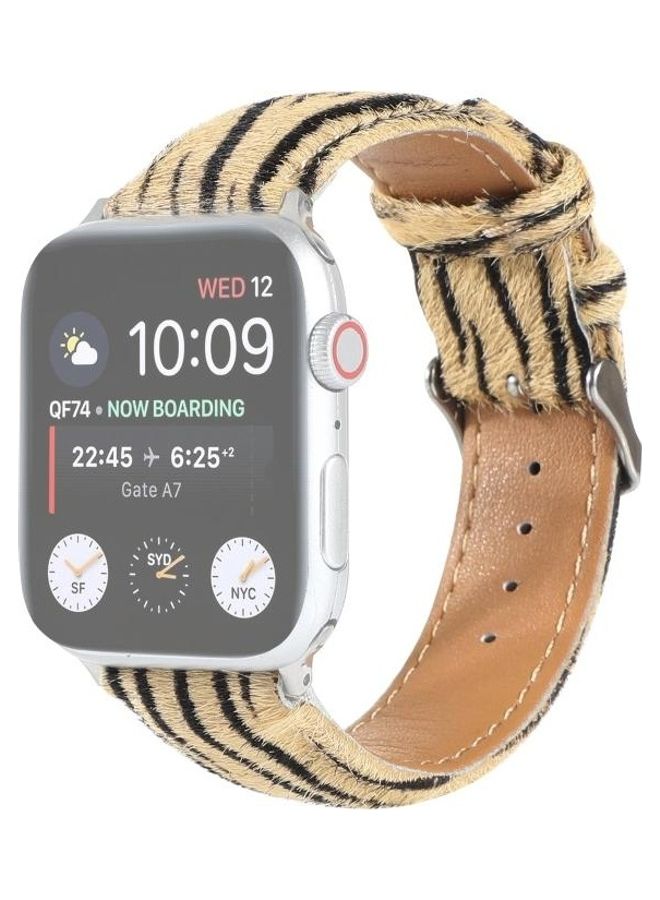 HuHa Horsehair Fluffy Leopard Print Leather Watch Strap  For Apple Watch Series 7 45mm/6 & SE & 5 & 4 44mm/3 & 2 & 1 42mm Multicolour - Image 2