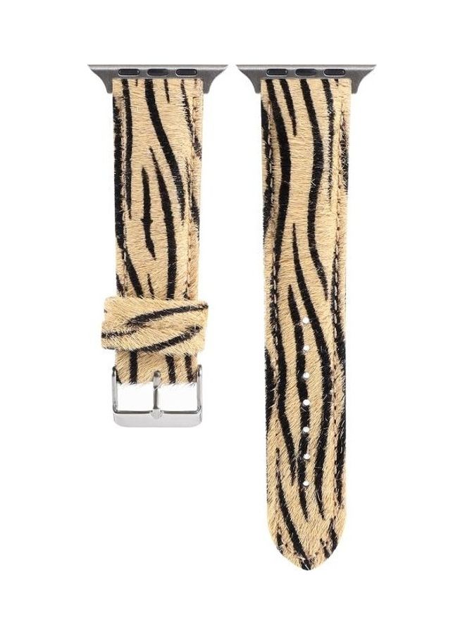 HuHa Horsehair Fluffy Leopard Print Leather Watch Strap  For Apple Watch Series 7 45mm/6 & SE & 5 & 4 44mm/3 & 2 & 1 42mm Multicolour - Image 1
