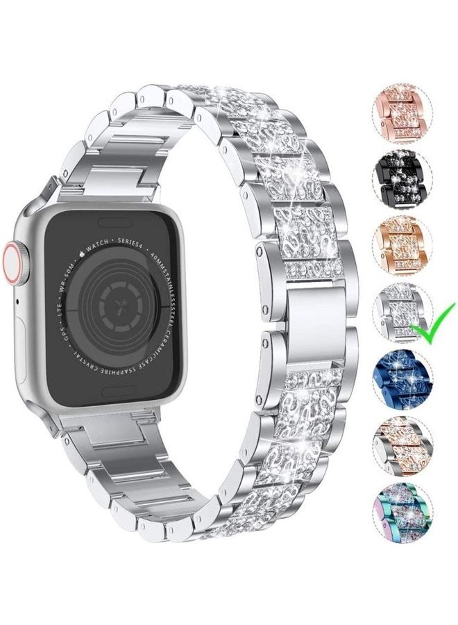 HuHa Three Straps With Rhinestones For Apple Watch Series 7 45mm/6 & SE & 5 & 4 44mm/3 & 2 & 1 42mm Black - Image 5