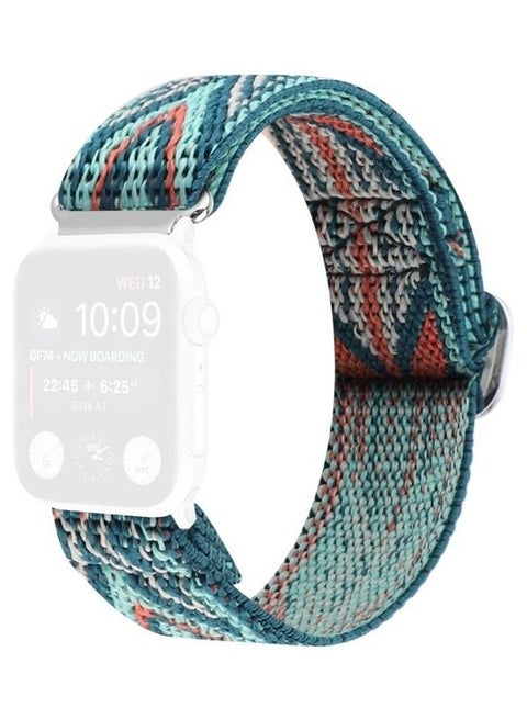 Metal Japanese Buckle Elastic Nylon Replacement Watchbands For Apple Watch Series 1/2/3/4/5/6/7/SE 42/44/45mm Multicolour