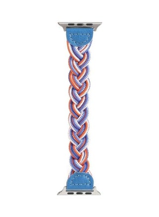 Elastic Woven Watchband For Apple Watch Series 7 41mm/6 & SE & 5 & 4 40mm/3 & 2 & 1 38mm Blue/White/Orange - v1634540365/N51417111A_2