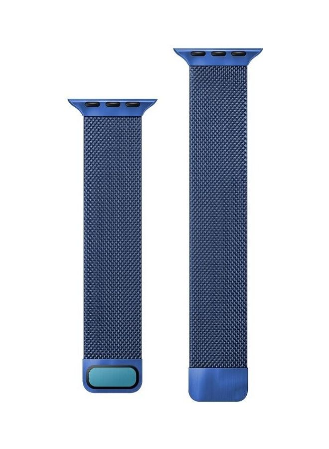 Double Section Milanese Magnetic Elasticity Replacement Strap Watchband For Apple Watch Series 7/6/5/4/3/2/1/SE 42/44/45mm Blue