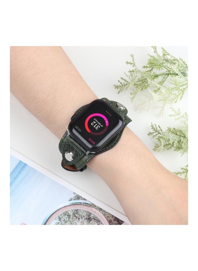 HuHa - Watchband For Apple Watch Series 7 6 & SE & 5 & 4 3 & 2 & 1 Discolored Oil Wax Green - Image 1