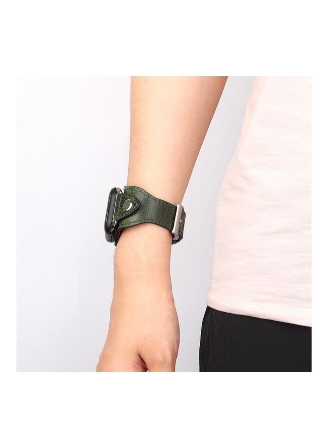 HuHa - Watchband For Apple Watch Series 7 6 & SE & 5 & 4 3 & 2 & 1 Discolored Oil Wax Green - Image 1