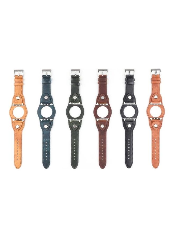 HuHa - Watchband For Apple Watch Series 7 6 & SE & 5 & 4 3 & 2 & 1 Discolored Oil Wax Green - Image 1