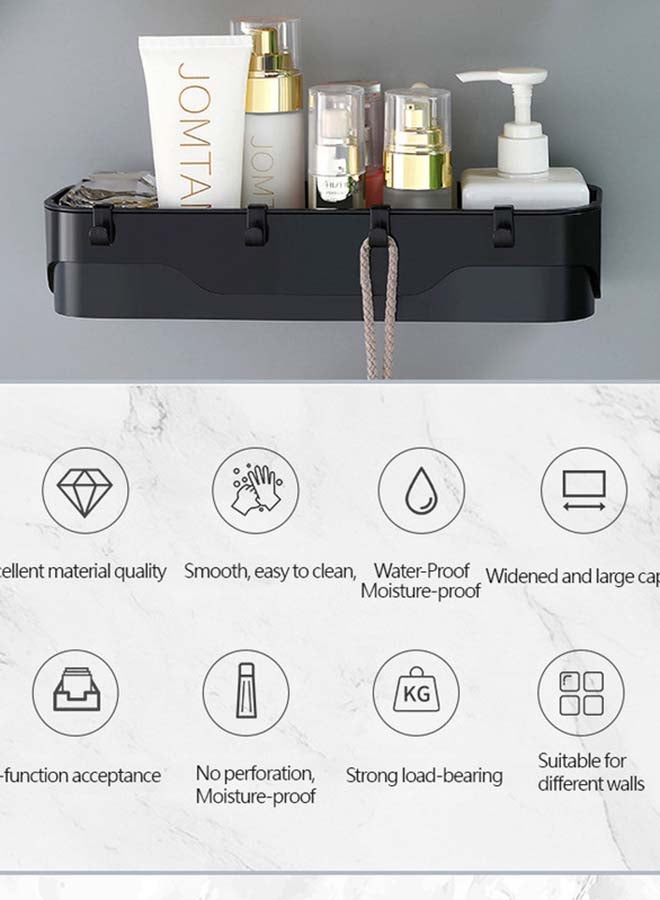 fashionhome Wall Mounted Multifunctional Storage Shelf Black 30x10x6cm  - Image 2