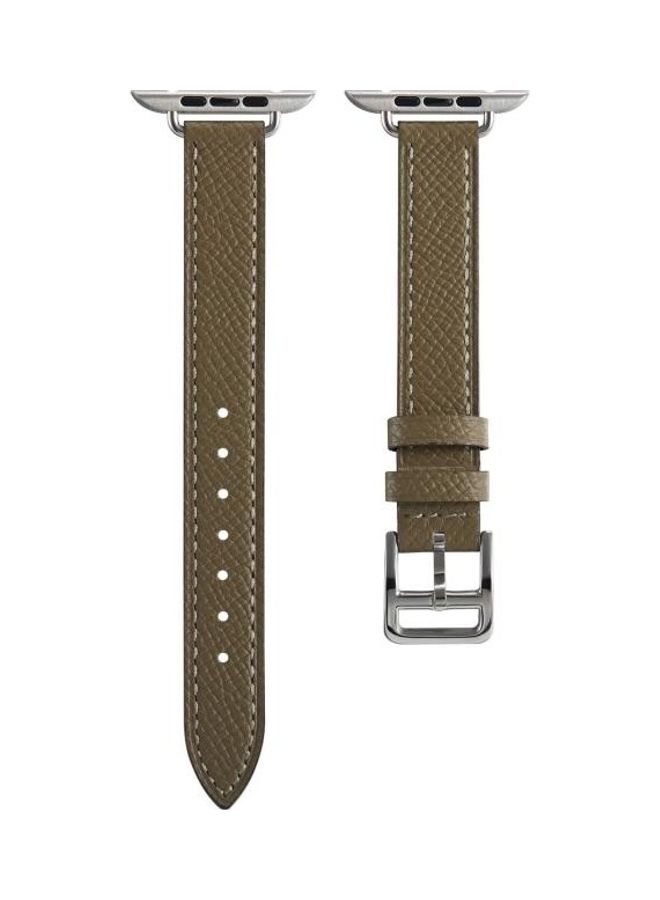 HuHa B Style Leather Strap Watchband For Apple Watch Series 7/6/SE/5/4/3/2/1 45/44/42mm Grey - Image 2