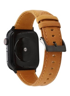Oil Wax Crazy Horse Texture Genuine Leather Strap Band For Apple Watch Series 7/6/5/4/3/2/1/SE 42/44/45mm Light Brown