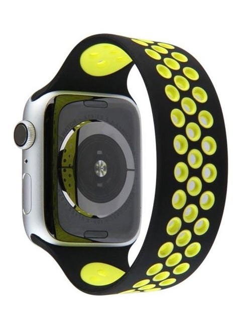 Elastic Silicone Watchband For Apple Watch Series 7/6/5/4/3/2/1/SE 38/40/41mm Black/Yellow